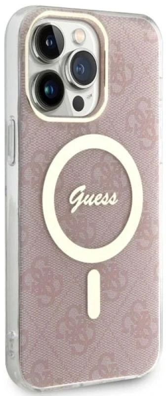 Guess GUHMP14XH4STP Apple iPhone 14 Pro Max 6.7″ rožinės spalvos kietas dėklas 4G MagSafe