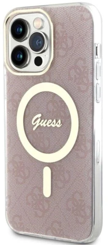 Guess GUHMP14XH4STP Apple iPhone 14 Pro Max 6.7″ rožinės spalvos kietas dėklas 4G MagSafe