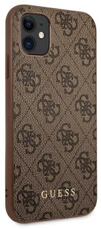 Guess GUHCN61G4GFBR Apple iPhone 11 6,1″ rudos spalvos kietas dėklas 4G Metal Gold Logo