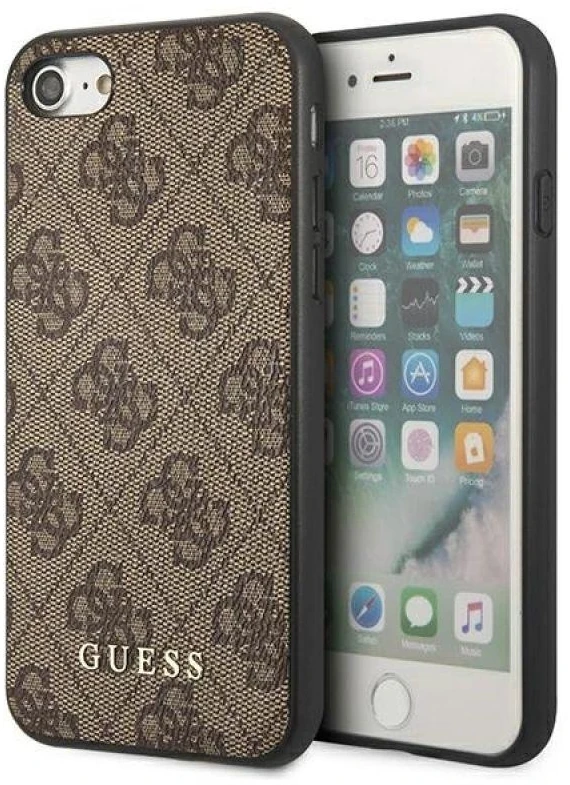 Guess GUHCI8G4GFBR Apple iPhone SE 2022 / 2020/ 7 / 8rudos spalvos kietas dėklas 4G Metal Gold Logo