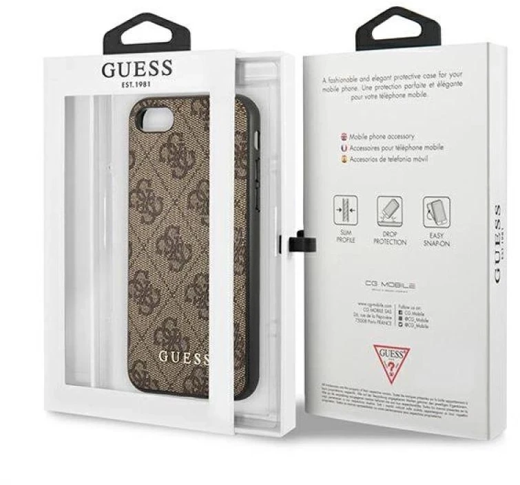 Guess GUHCI8G4GFBR Apple iPhone SE 2022 / 2020/ 7 / 8rudos spalvos kietas dėklas 4G Metal Gold Logo