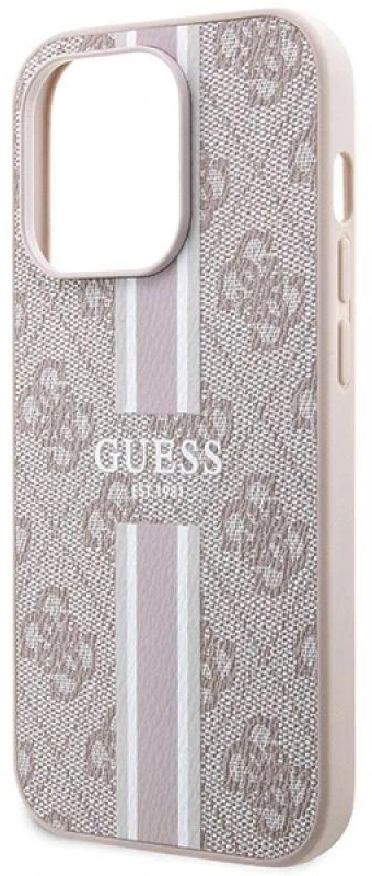 Guess GUHMP15LP4RPSP Apple iPhone 15 Pro 6.1″ rožinės spalvos kietas dėklas 4G Printed Stripes MagSafe