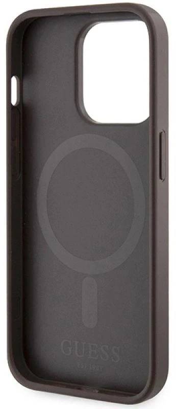 Guess GUHMP15LP4RPSW Apple iPhone 15 Pro 6.1″ rudos spalvos kietas dėklas 4G Printed Stripes MagSafe