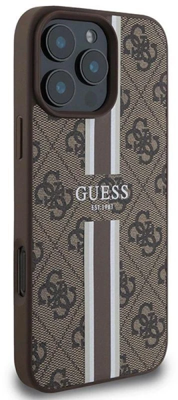 Guess 4G Printed Stripes MagSafe Apple iPhone 16 Pro Max - dėklas telefonui rudos spalvos