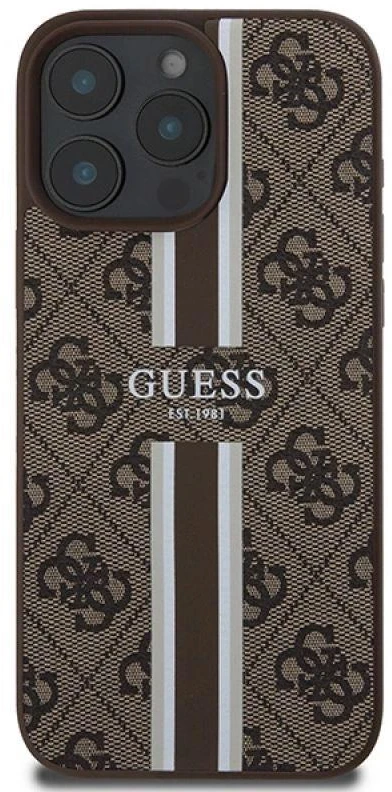 Guess 4G Printed Stripes MagSafe Apple iPhone 16 Pro Max - dėklas telefonui rudos spalvos