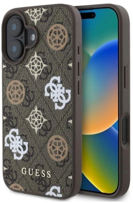 Guess GUHMP16SP4RPSW Apple iPhone 16 6.1" rudos spalvos kietas dėklas 4G Printed Stripes MagSafe