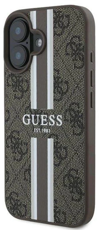 Guess GUHMP16MP4RPSW Apple iPhone 16 Plus 6.7″ rudos spalvos kietas dėklas 4G Printed Stripes MagSafe