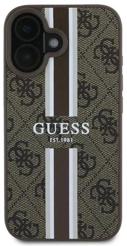 Guess GUHMP16MP4RPSW Apple iPhone 16 Plus 6.7″ rudos spalvos kietas dėklas 4G Printed Stripes MagSafe