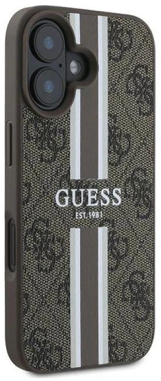 Guess GUHMP16MP4RPSW Apple iPhone 16 Plus 6.7″ rudos spalvos kietas dėklas 4G Printed Stripes MagSafe