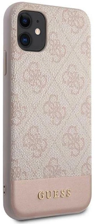 Guess GUHCN61G4GLPI Apple iPhone 11 6,1″/ Xr rožinės spalvos kietas dėklas 4G Stripe Collection