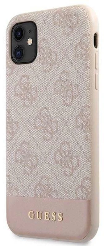 Guess GUHCN61G4GLPI Apple iPhone 11 6,1″/ Xr rožinės spalvos kietas dėklas 4G Stripe Collection