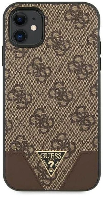 Guess GUHCN61PU4GHBR Apple iPhone 11 6,1″ / Xr 6,1″ rudos spalvos kietas dėklas 4G Triangle Collection