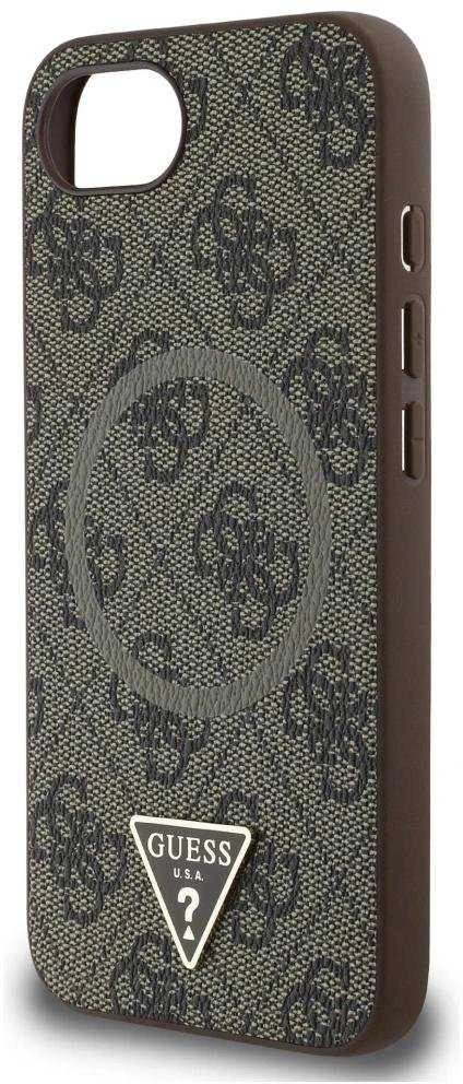 Guess PU 4G Strass Triangle Metal Logo Apple iPhone 16e dėklas telefonui rudos spalvos