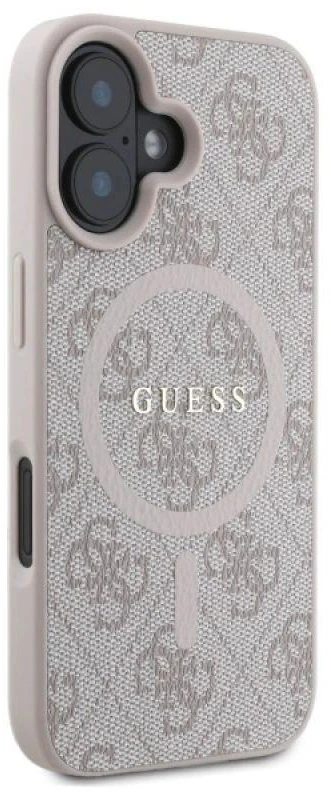 Guess GUHMP16SG4GFRP Apple iPhone 16 6.1″ rožinės spalvos kietas dėklas 4G Ring Classic Logo MagSafe