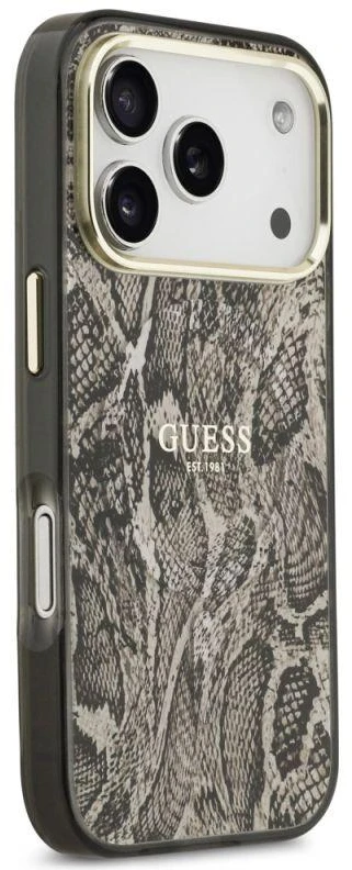 Guess Python Pattern MagSafe dėklas iPhone 17 Pro rudos spalvos