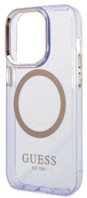 „Guess“ auksinis permatomas „MagSafe“ dėklas, skirtas „iPhone 14 Pro Max 6.7“ - Violetinė