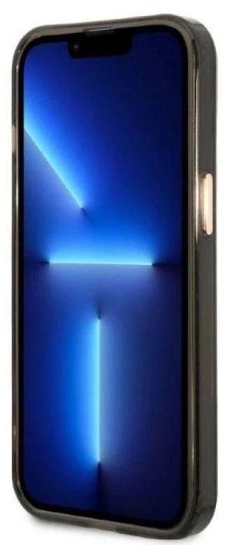 Guess GUHMP13MHTCMK Apple iPhone 13 / 14 / 15 6.1″ juodos spalvos kietas dėklas Gold Outline Translucent MagSafe
