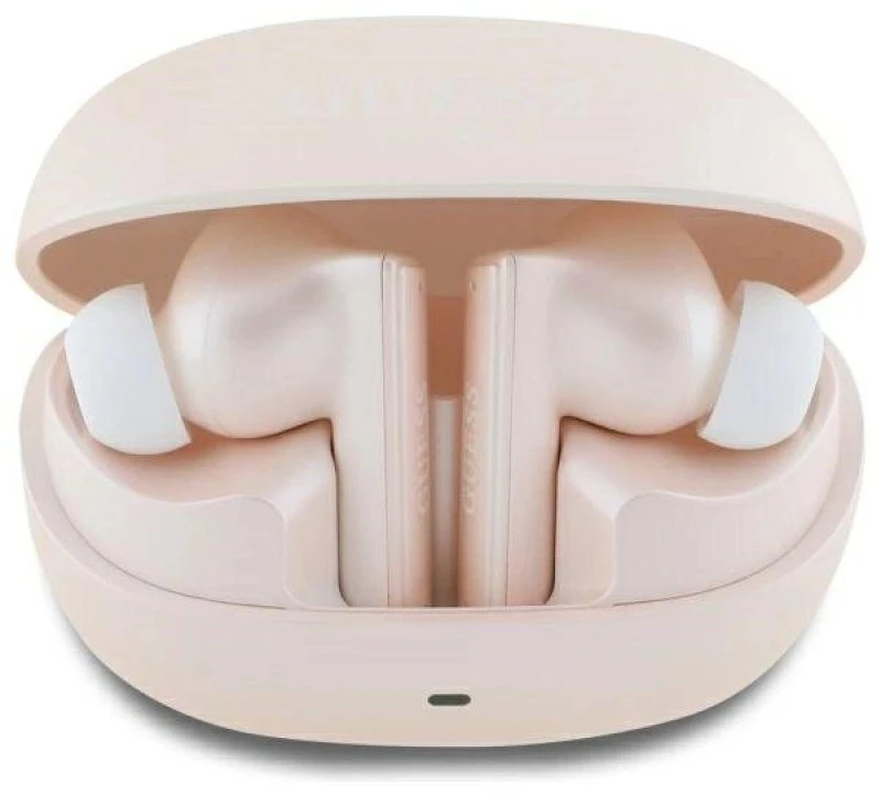 Guess ausinės Bluetooth GUTWST88MCTGP TWS + rožinės spalvos Capsule Printed Logo
