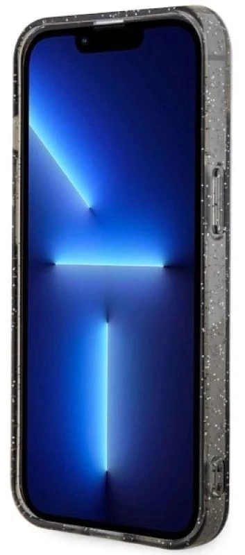 Guess GUHMP14SHCMCGK Apple iPhone 14 / 15 / 13 6.1″ juodos spalvos kietas dėklas Glitter Gold MagSafe