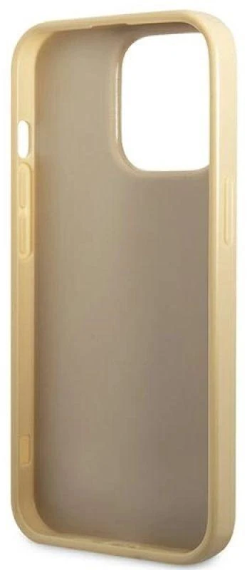 Guess GUHCP14LHGGSHD Apple iPhone 14 Pro 6,1″ auksinis kietas dėklas Glitter Script