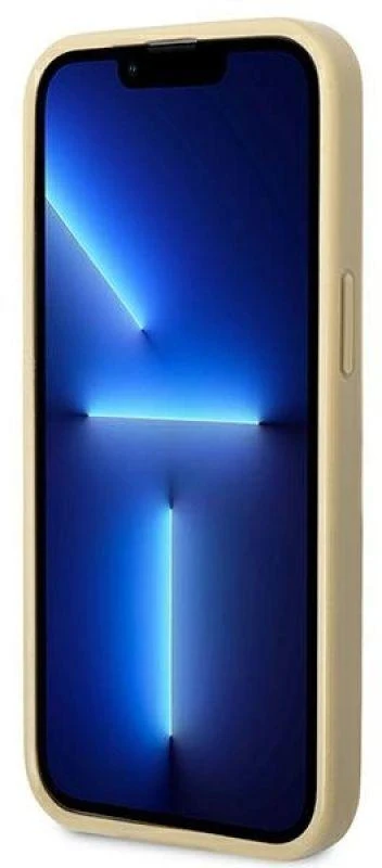 Guess GUHCP14LHGGSHD Apple iPhone 14 Pro 6,1″ auksinis kietas dėklas Glitter Script