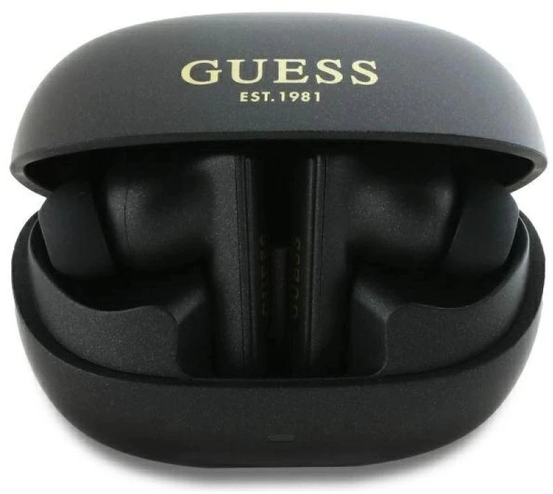Guess ausinės Bluetooth GUTWST88MCTGK TWS + juodos spalvos Capsule Printed Logo