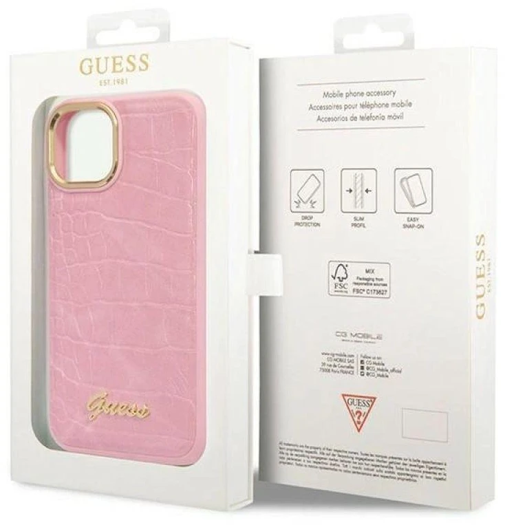 Dėklas GUESS GUHCP14MHGCRHP IPHONE 14 PLUS / 15 PLUS 6.7 "Rožinis / Rožinis HARDCASE CROCO COLLECTION