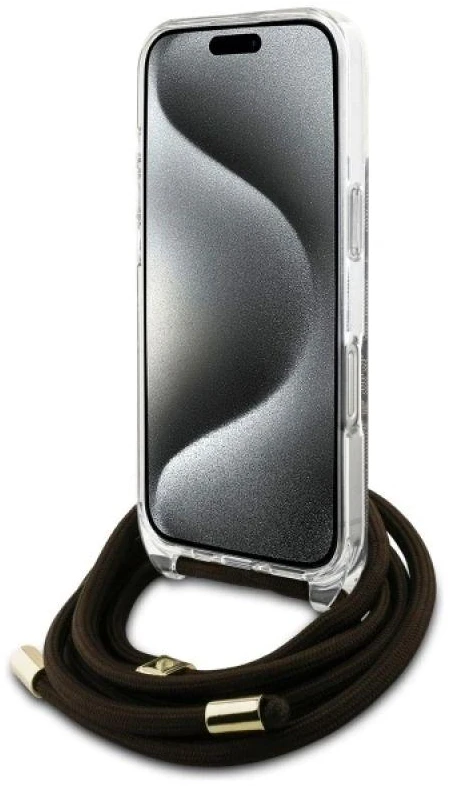Guess GUHCP16XHC4SEW Apple iPhone 16 Pro Max 6.9" dėklas telefonui rudos spalvos/dėklas telefonui rudos spalvos Crossbody Cord 4G Print