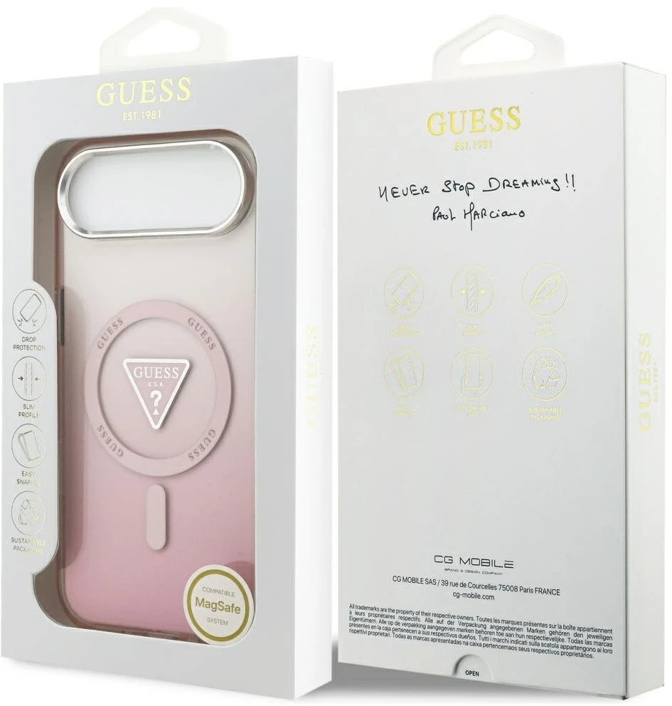 Guess dėklas iPhone Air su MagSafe, rožinis