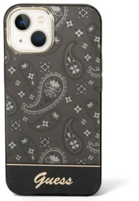 „Guess“ „Bandana Paisley“ dėklas, skirtas iPhone 14 / 15 / 13 6.1" - Juodas