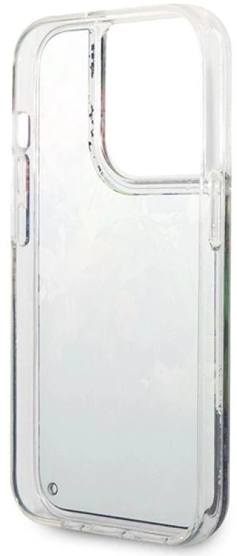 Guess GUHCP14XLFLSB Apple iPhone 14 Pro Max 6,7″ mėlynas kietas dėklas Flower Liquid Glitter