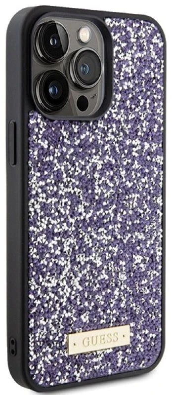 Dėklas GUESS GUHCP15LPFGSBSBSBSPP IPHONE 15 PRO 6.1 "PURPLE/PURPLE HARDCASE RHINESTONE METAL LOGO