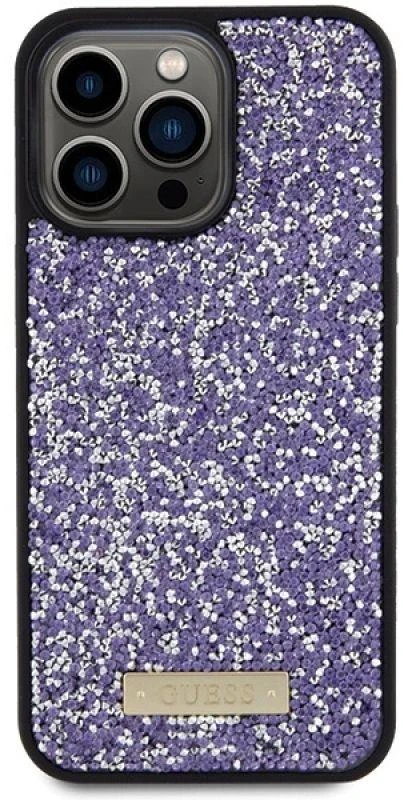 Dėklas GUESS GUHCP15LPFGSBSBSBSPP IPHONE 15 PRO 6.1 "PURPLE/PURPLE HARDCASE RHINESTONE METAL LOGO