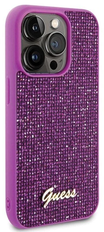 Guess GUHCP15LPMSDGSF iPhone 15 Pro 6.1" fuksja / fuschia kietas dėklas Disco Metal Script
