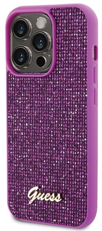 Guess GUHCP15LPMSDGSF iPhone 15 Pro 6.1" fuksja / fuschia kietas dėklas Disco Metal Script