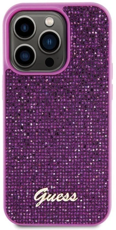 Guess GUHCP15LPMSDGSF iPhone 15 Pro 6.1" fuksja / fuschia kietas dėklas Disco Metal Script