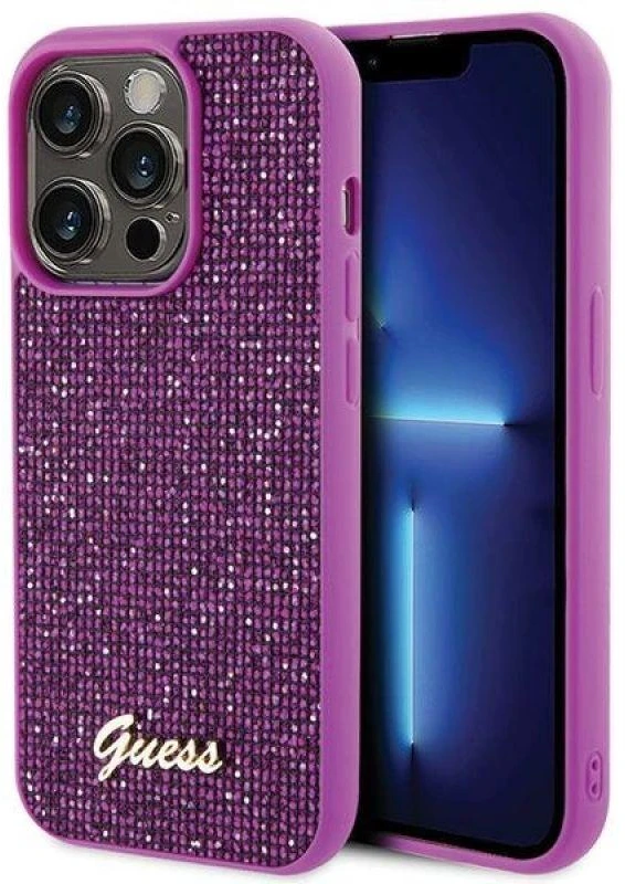 Guess GUHCP15LPMSDGSF iPhone 15 Pro 6.1" fuksja / fuschia kietas dėklas Disco Metal Script