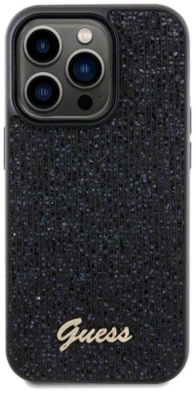 Guess GUHCP14LPMSDGSK Apple iPhone 14 Pro 6.1″ juodos spalvos kietas dėklas Disco Metal Script
