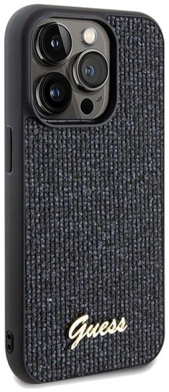 Guess GUHCP14LPMSDGSK Apple iPhone 14 Pro 6.1″ juodos spalvos kietas dėklas Disco Metal Script