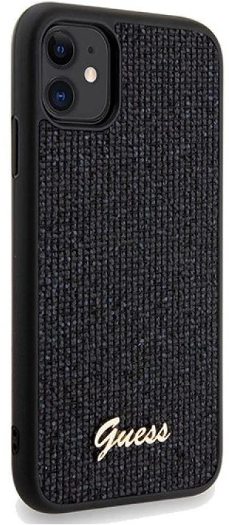 Guess GUHCN61PMSDGSK Apple iPhone 11 / Xr 6.1″ juodos spalvos kietas dėklas Disco Metal Script