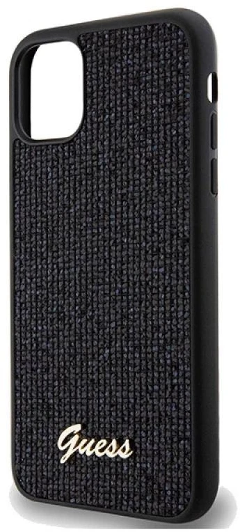 Guess GUHCN61PMSDGSK Apple iPhone 11 / Xr 6.1″ juodos spalvos kietas dėklas Disco Metal Script
