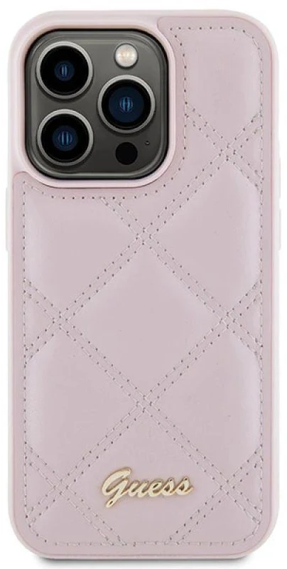 Dėklas GUESS GUHCP15LPSQSQSP IPHONE 15 PRO 6.1 "Rožinis/Rožinis HARDCASE QUILTED METAL LOGO