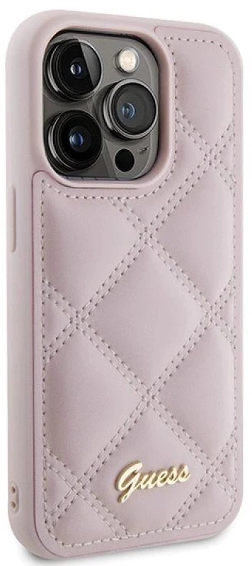 Dėklas GUESS GUHCP15LPSQSQSP IPHONE 15 PRO 6.1 "Rožinis/Rožinis HARDCASE QUILTED METAL LOGO