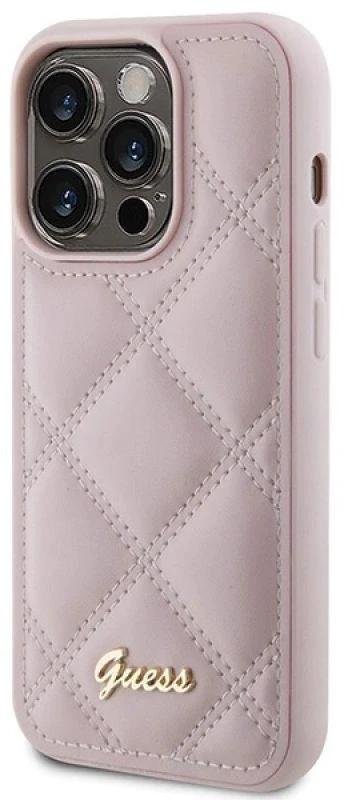 Dėklas GUESS GUHCP15LPSQSQSP IPHONE 15 PRO 6.1 "Rožinis/Rožinis HARDCASE QUILTED METAL LOGO