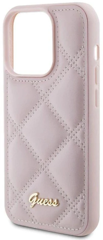 Dėklas GUESS GUHCP15LPSQSQSP IPHONE 15 PRO 6.1 "Rožinis/Rožinis HARDCASE QUILTED METAL LOGO