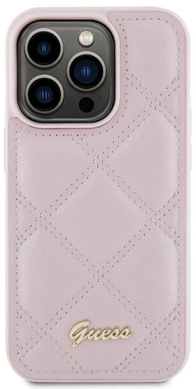 Dėklas GUESS GUHCP15LPSQSQSP IPHONE 15 PRO 6.1 "Rožinis/Rožinis HARDCASE QUILTED METAL LOGO