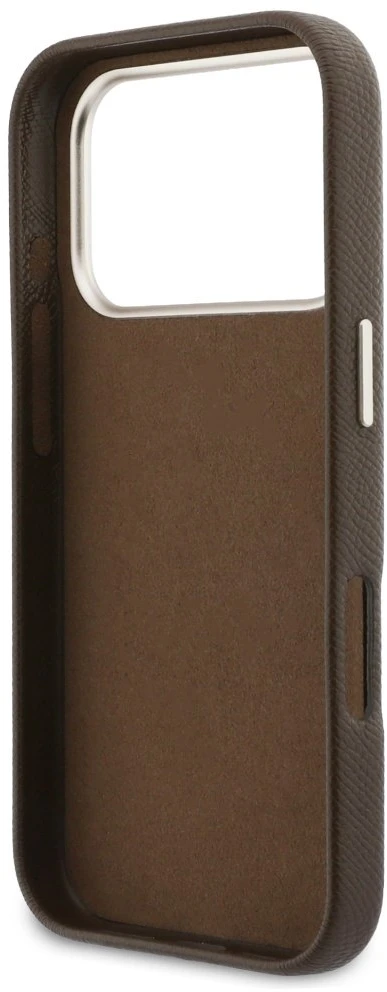 GUESS dėklas, skirtas IPHONE 17 Pro Max GUHCP17X5PS4RGGW (PU FW dervos logotipas) rudas