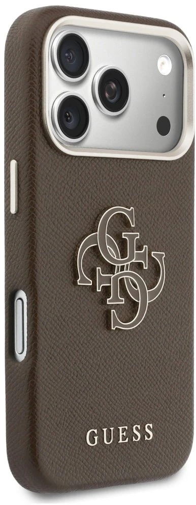 GUESS dėklas, skirtas IPHONE 17 Pro Max GUHCP17X5PS4RGGW (PU FW dervos logotipas) rudas