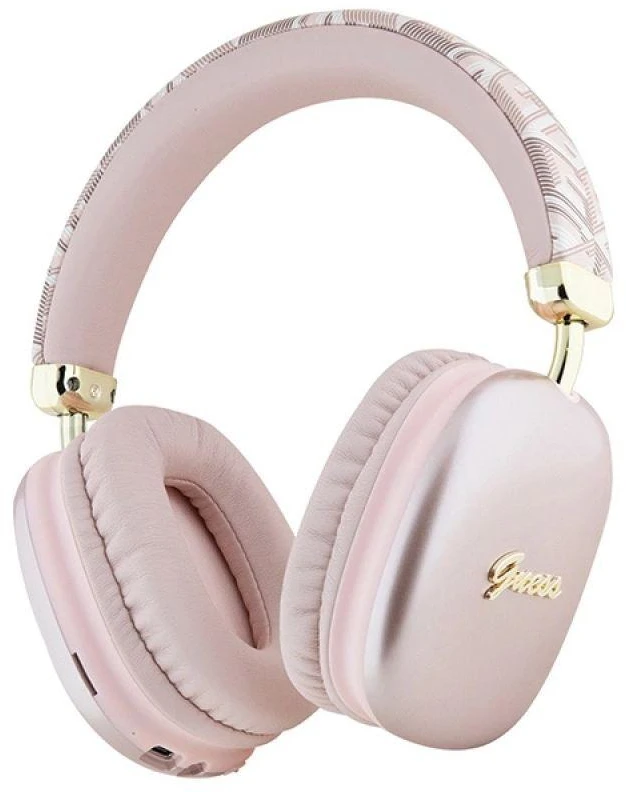 Guess Bluetooth on-ear ausinės GUBHK1GCTCSP rožinės spalvos Gcube Metallic Script Logo