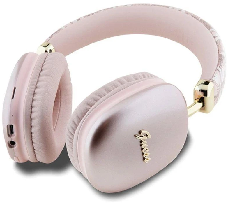 Guess Bluetooth on-ear ausinės GUBHK1GCTCSP rožinės spalvos Gcube Metallic Script Logo